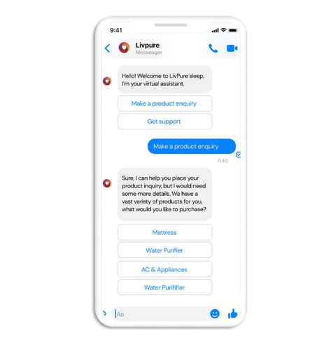 Livpure Messenger chatbot