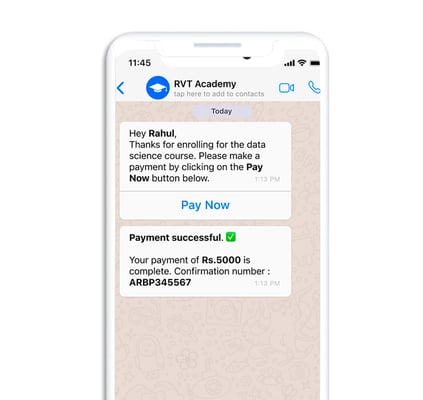 Payment experience on WhatsApp chatbot