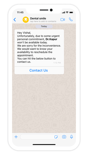 Appointment update WhatsApp Template