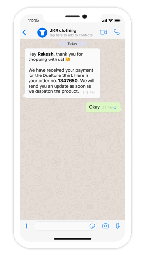 Payment update WhatsApp Message Template