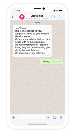 Ticket update WhatsApp Template