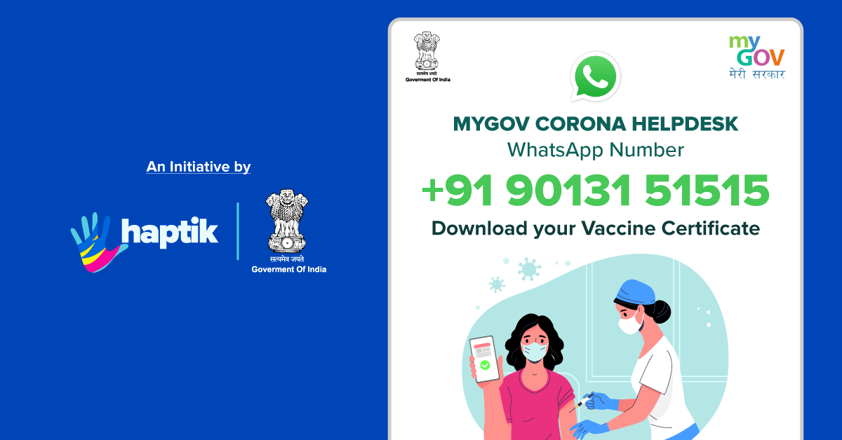 Haptik enables India to Download Vaccination Certificate and book Vaccine Appointment