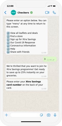 Checkers' WhatsApp chatbot: End-to-End Shopping Solution 