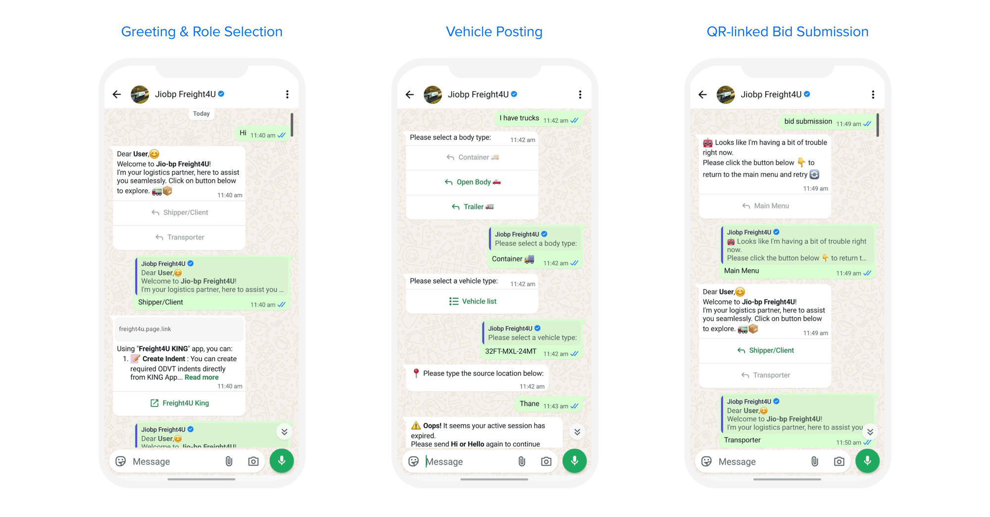 Jio-bp Freight4U bot journey