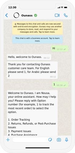 Ounass Whatsapp bot