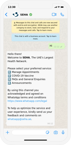 SEHA WhatsApp bot