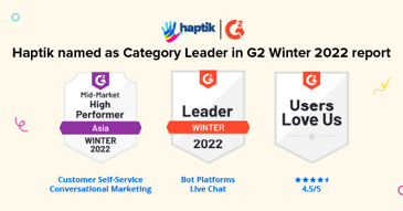 Haptik recognized as a category leader in the G2 Winter 2022 Report