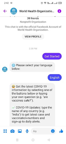 WHO messenger chatbot