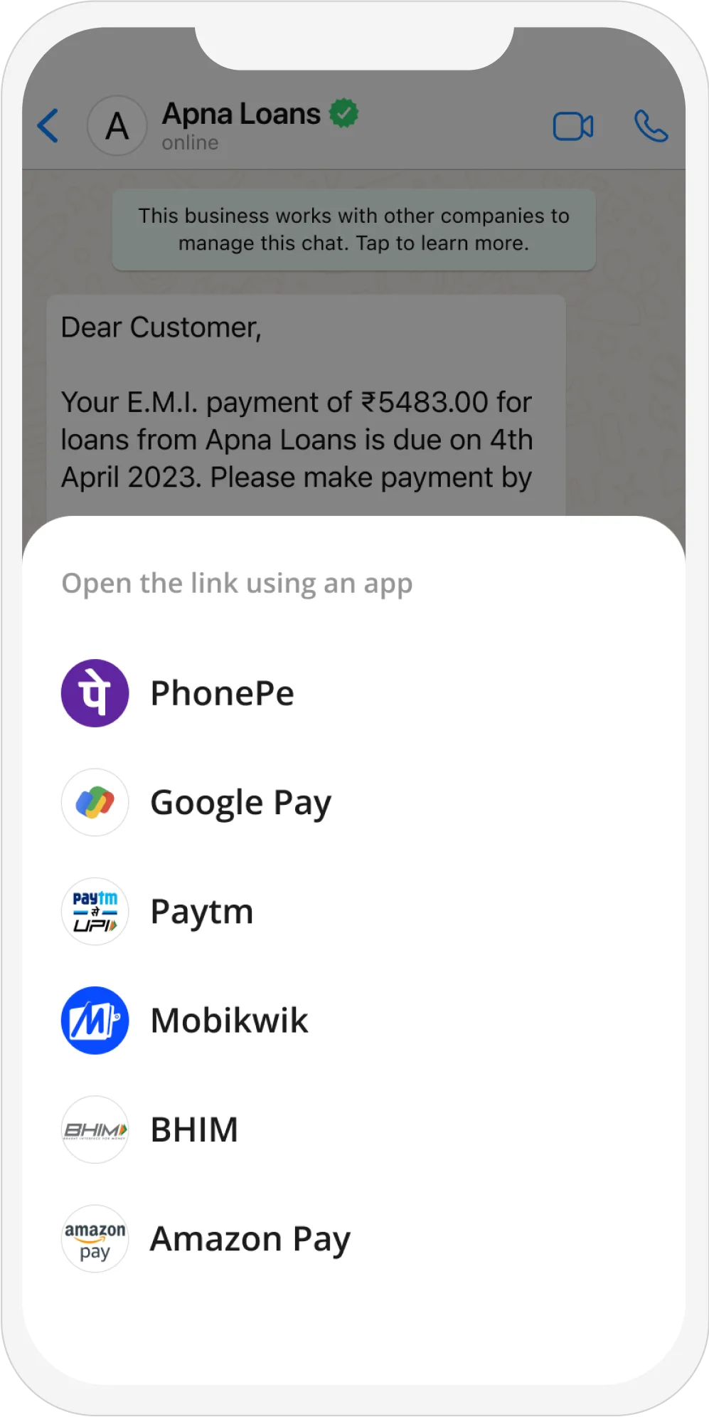 WhatsApp marketing payment integration